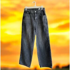 Davy COFIDENT Women’s Juniors‎ S High Rise Baggy Denim Jeans Black Acid Washed